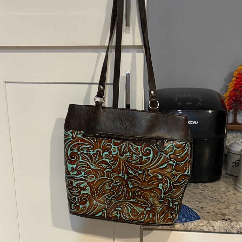 Like new Stylish Brown and Teal Women's Tote Bag
